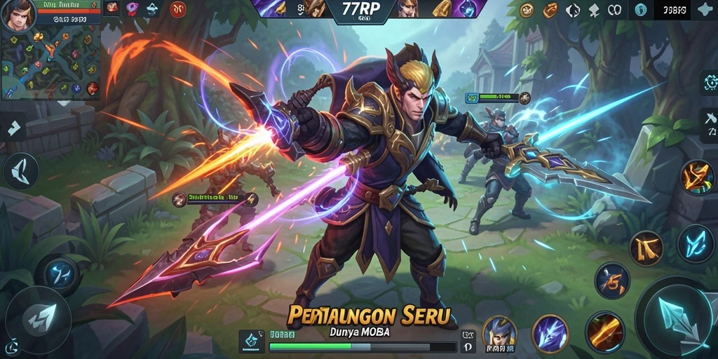 Menampilkan gameplay seru dari 77RP di arena MOBA.