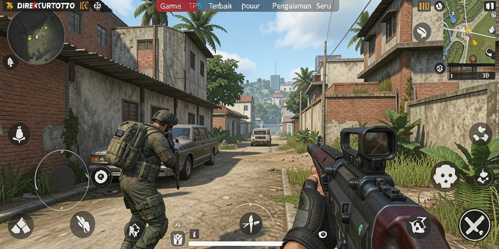 Tampilan gameplay seru dari DIREKTURTOTO dengan aksi tembak-menembak yang mendebarkan.