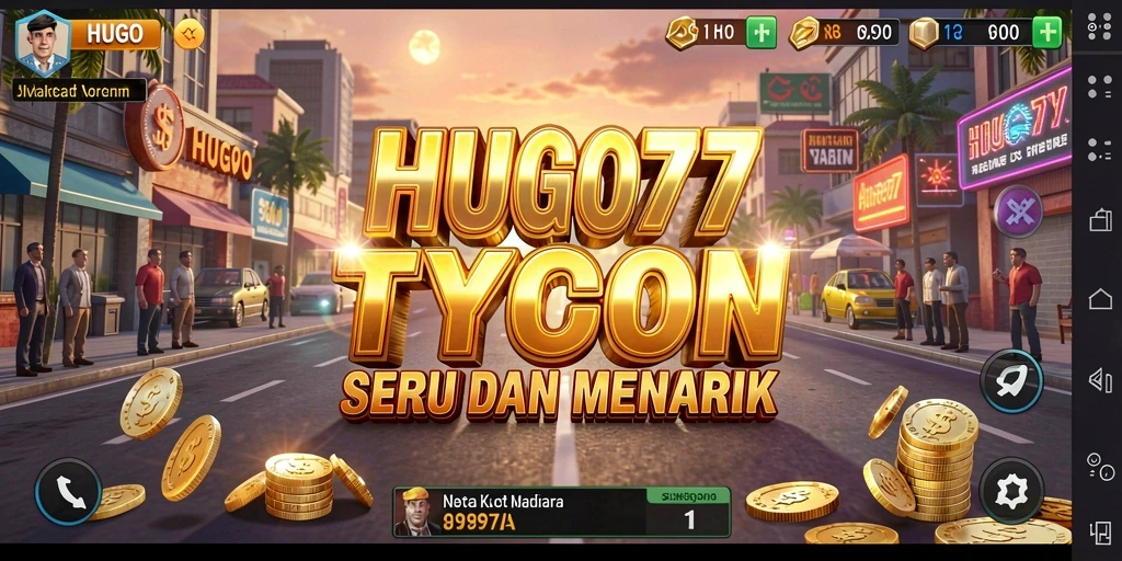 Screenshot gameplay HUGO77 menunjukkan strategi membangun kerajaan bisnis.