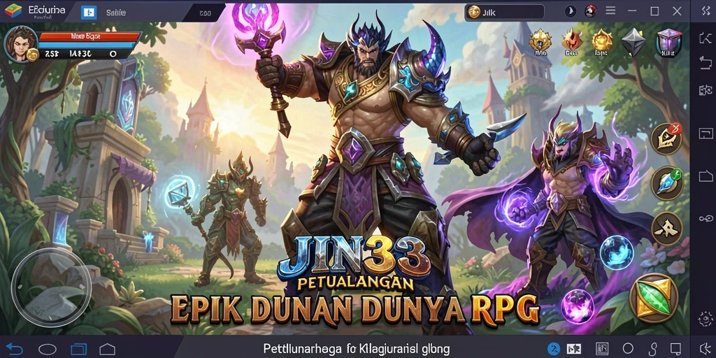 Tangkapan layar permainan JIN33 menampilkan pertarungan epik dan karakter menarik.