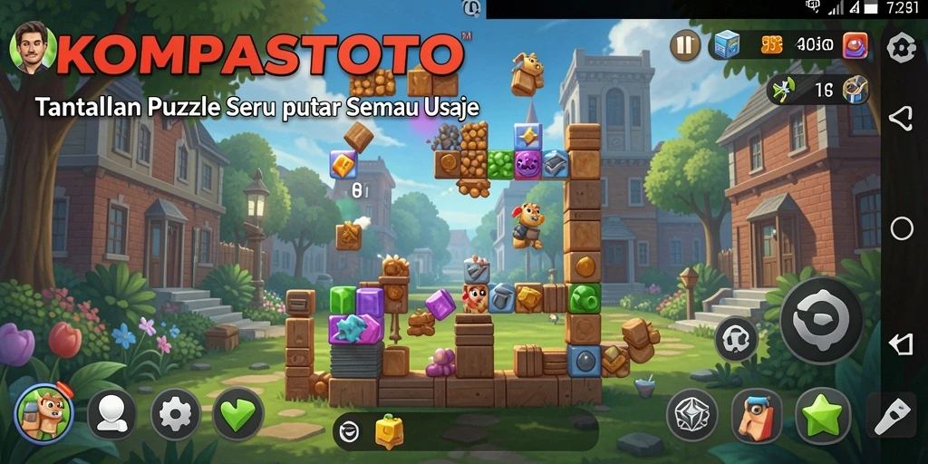 Screenshot gameplay KOMPASTOTO menampilkan level puzzle yang menarik.
