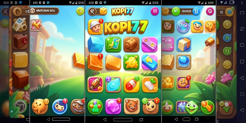 Tampilan gameplay KOPI77 dengan elemen Match-3 yang menarik.