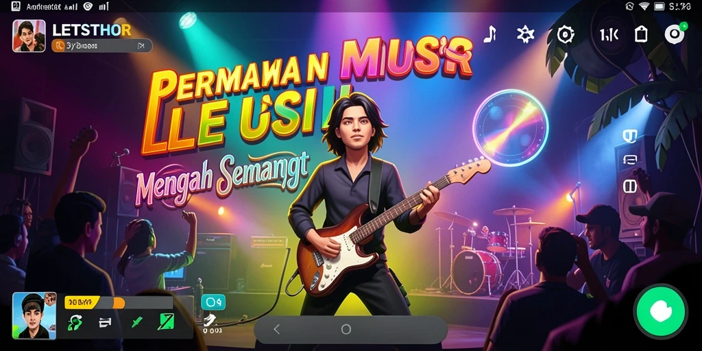 Screenshot gameplay LETSTHOR yang menampilkan tantangan musik seru.