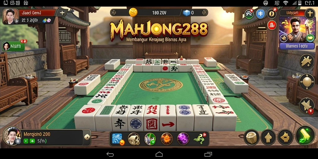 Tampilan gameplay MAHJONG288 menunjukkan aksi membangun kerajaan bisnis yang dinamis.