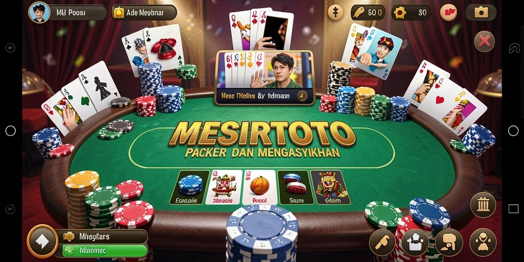 Tampilan gameplay poker yang seru dan menarik di MESIRTOTO.