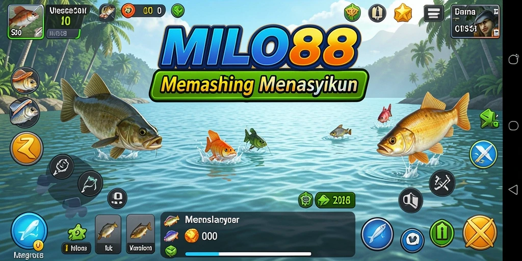 Tampilan layar gameplay memancing di MILO88 dengan suasana menakjubkan.