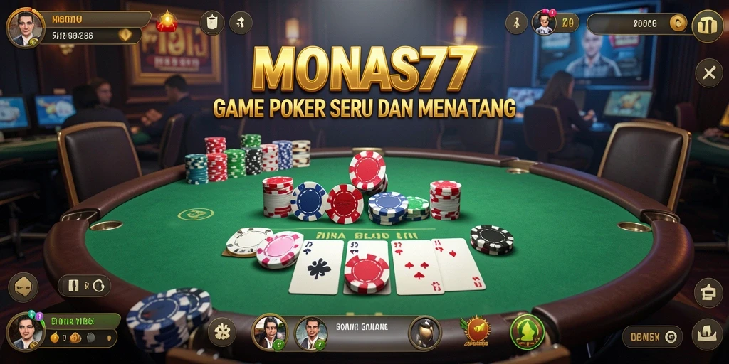 Screenshot gameplay MONAS77 menunjukkan suasana seru permainan Poker.