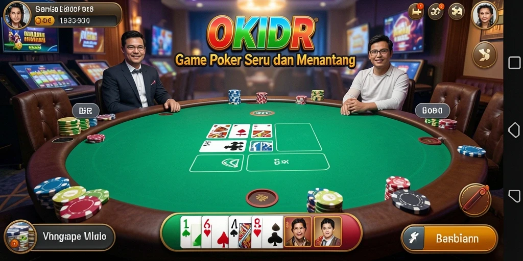 Tampilan screenshot gameplay OKIDR yang menampilkan suasana Poker yang mendebarkan.