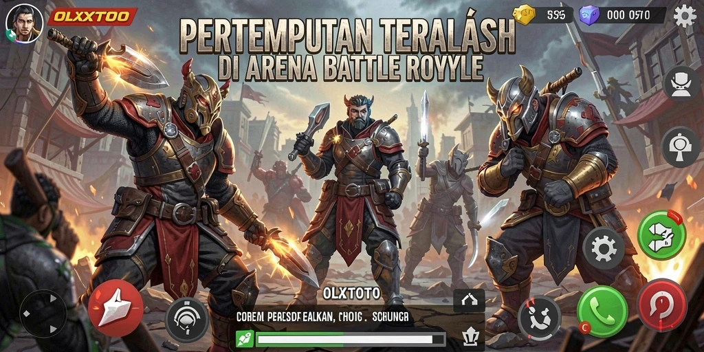 Screenshot gameplay OLXTOTO yang menampilkan aksi pertempuran Battle Royale.
