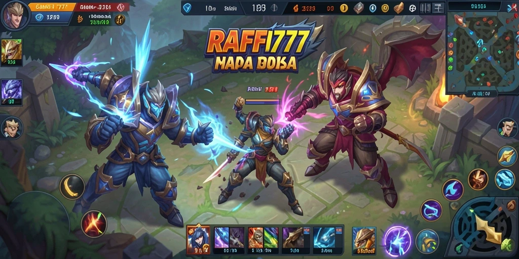 Screenshot gameplay RAFFI777 menunjukkan aksi seru dalam pertempuran tim.