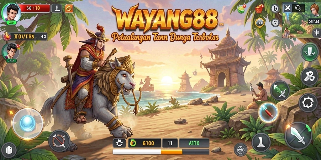Screenshot menunjukkan pemain menjelajahi dunia terbuka WAYANG88.