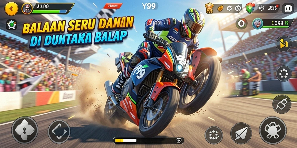Gameplay seru dari Y89 dengan mobil balap yang cepat dan lintasan menantang.