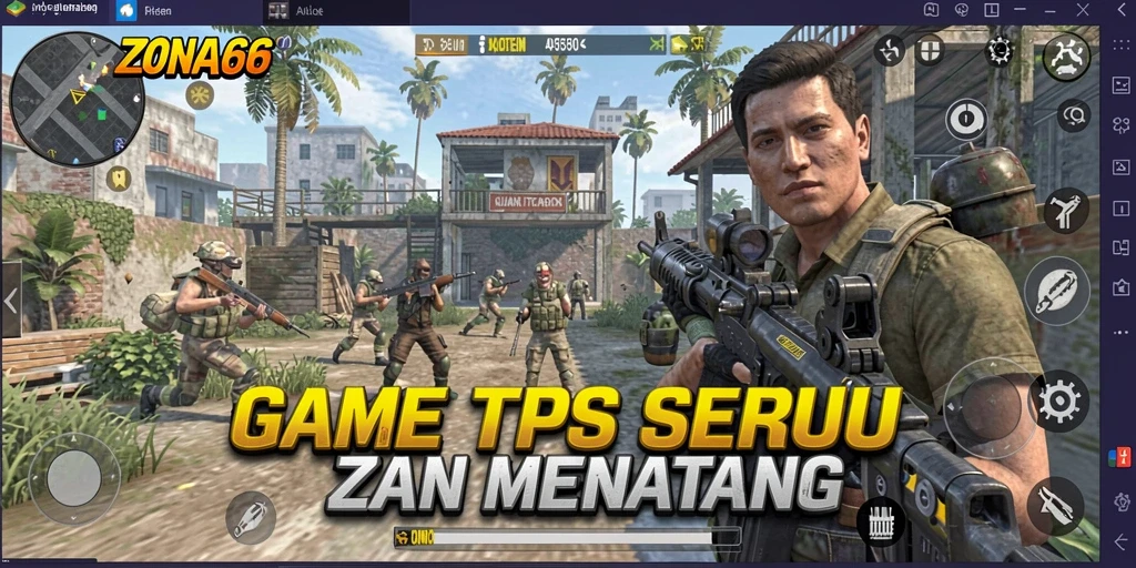 Tampilan gameplay intens ZONA66 dengan aksi tembak-menembak yang seru.